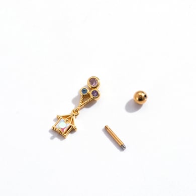 1 Piece Simple Series Classic Balloon House Titanium Steel   Gold Color Material Zircon Women's Dangle Earrings h5 Picture3